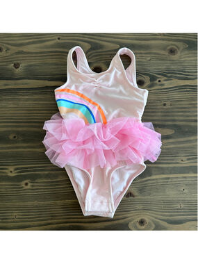 Cat & Jack Rainbow Swimsuit Girls 4T Pink Tulle One Piece